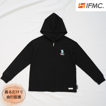 【REGAINER】イフミック加工パフォーマンスウェア　スウェットジップパーカー(ブラック)くまモンver.