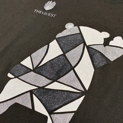 THE QUEST Blocking Black Glitter T-Shirt