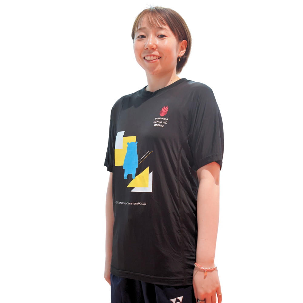 [予約商品]【ZEROLAG】イフミック加工パフォーマンスウェア　接触冷感グラフィックTシャツ くまモンver.（ブラック）