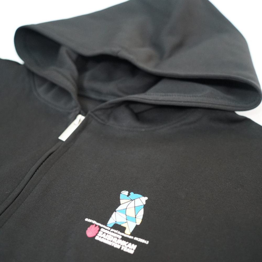 【REGAINER】イフミック加工パフォーマンスウェア　スウェットジップパーカー(ブラック)くまモンver.