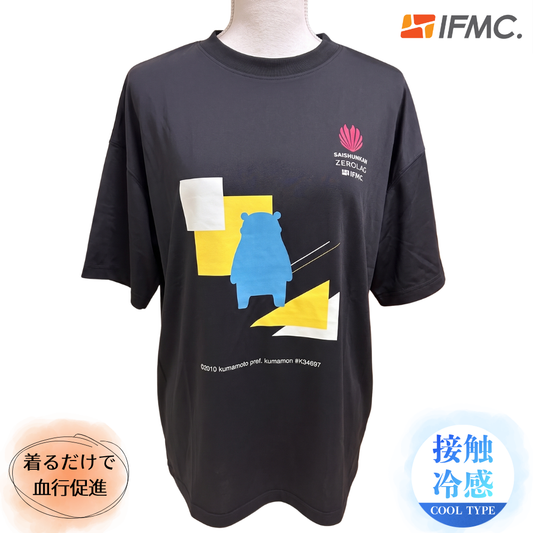 [予約商品]【ZEROLAG】イフミック加工パフォーマンスウェア　接触冷感グラフィックTシャツ くまモンver.（ブラック）